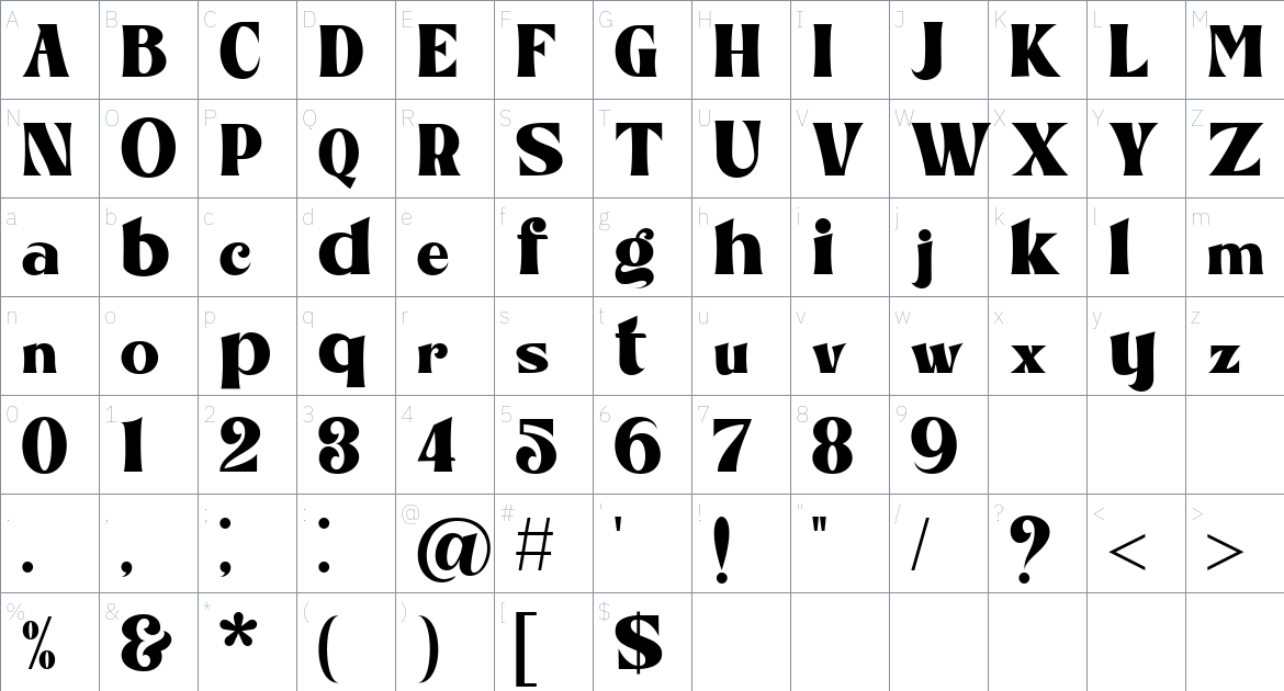 Monteya Font font Character Map