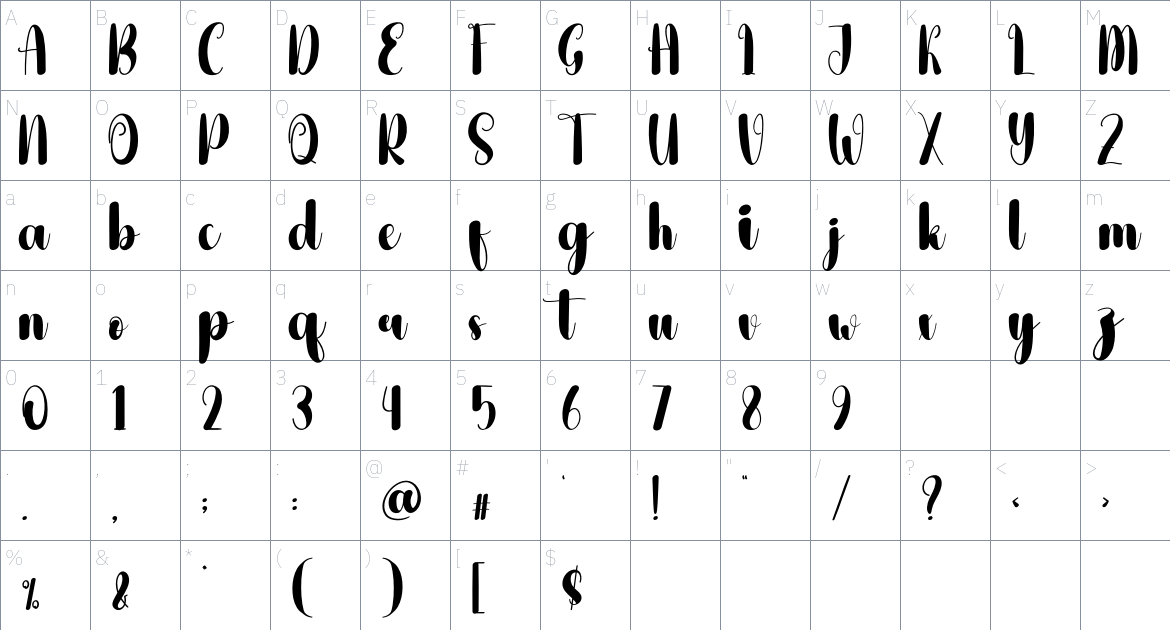 Antisocial font Character Map