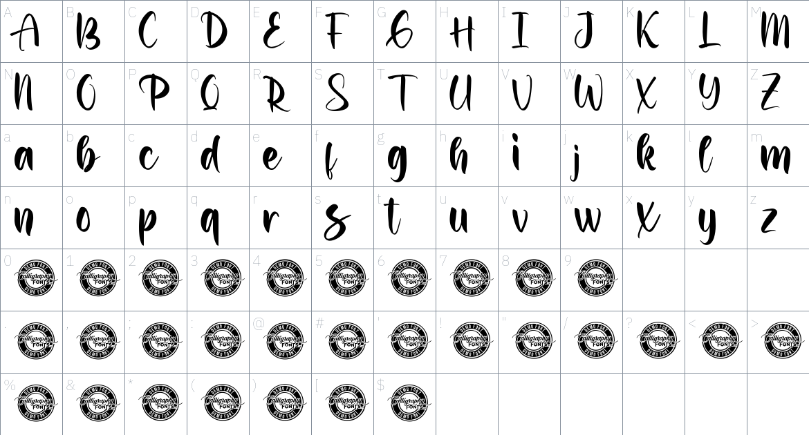 Hello Raspberry font Character Map