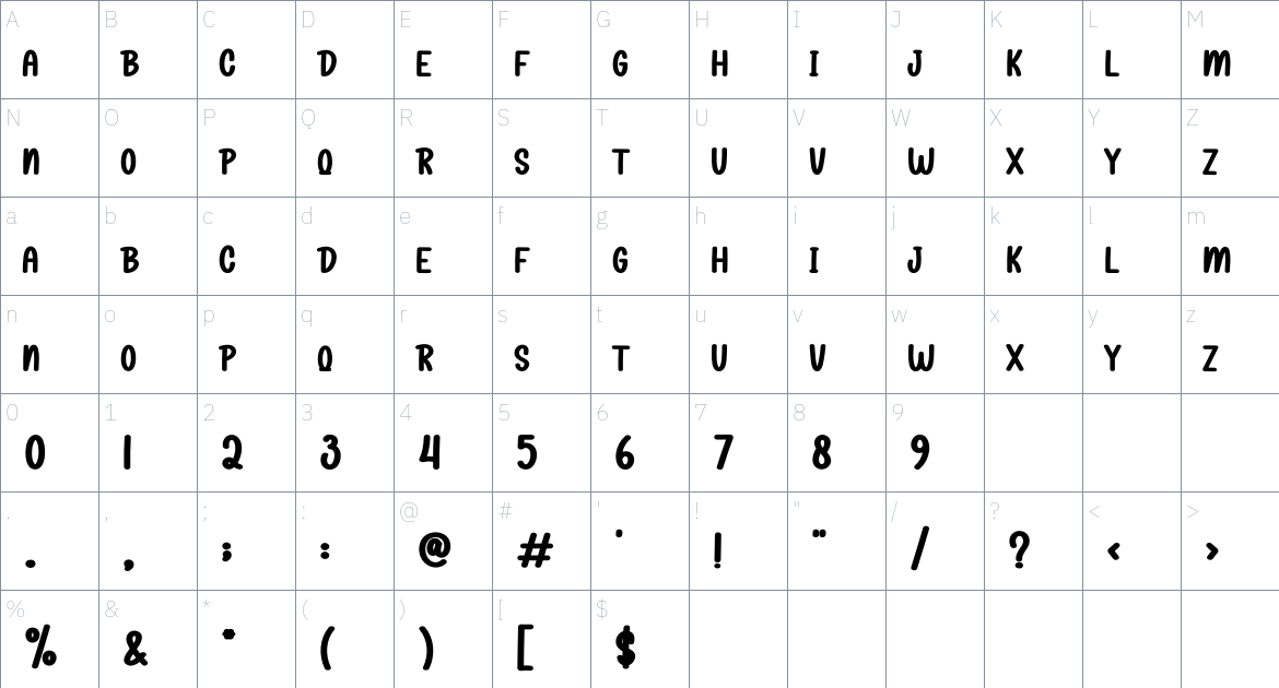 School Holidays font Character Map