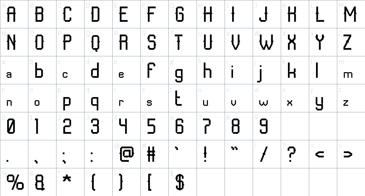 Homerun font Character Map