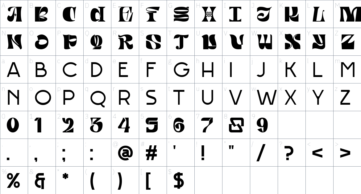 Mantranaga 36DOT Font font Character Map