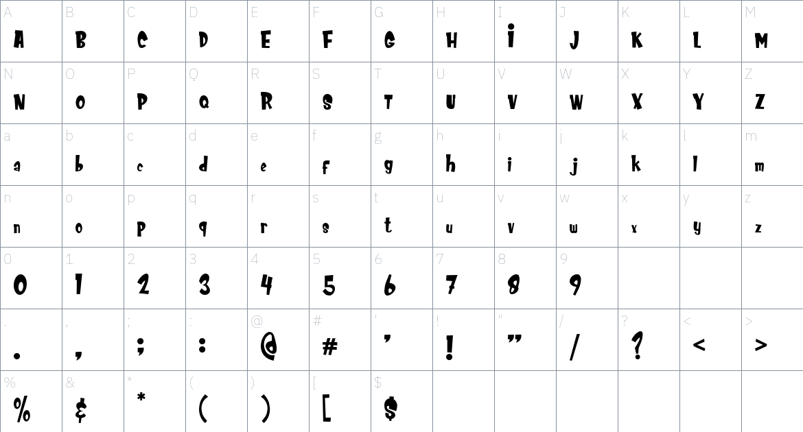 Meowza Font font Character Map