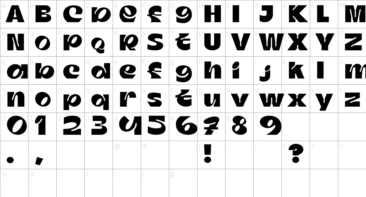 Ambagic font Character Map