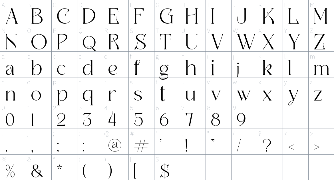 Badoga Font font Character Map