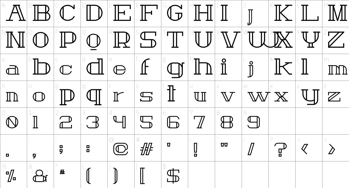 Vahontes 2 font Character Map