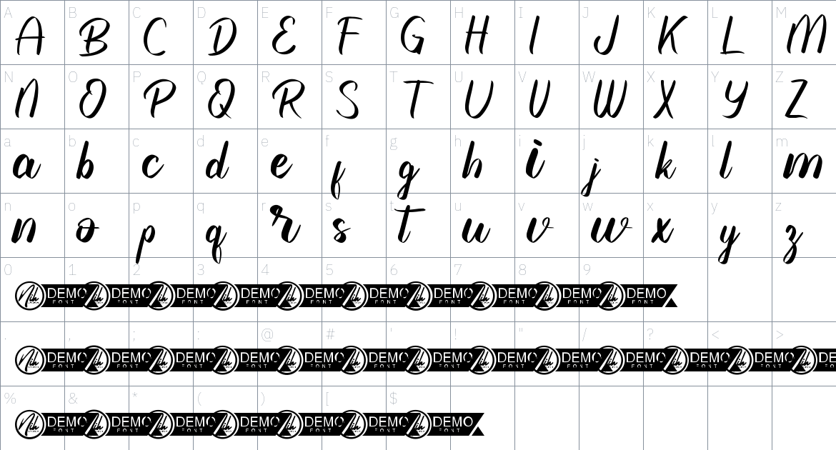 Papuma Beach font Character Map