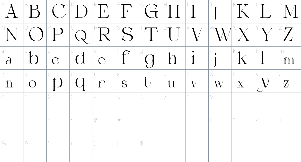 Amstine Font font Character Map