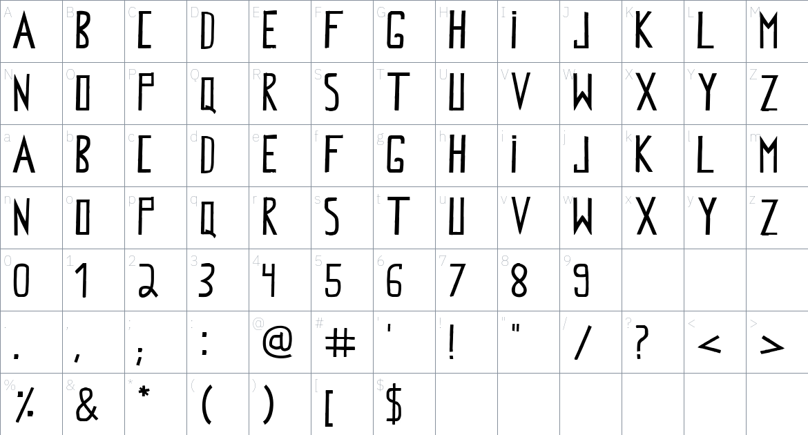 Ofissina Font font Character Map