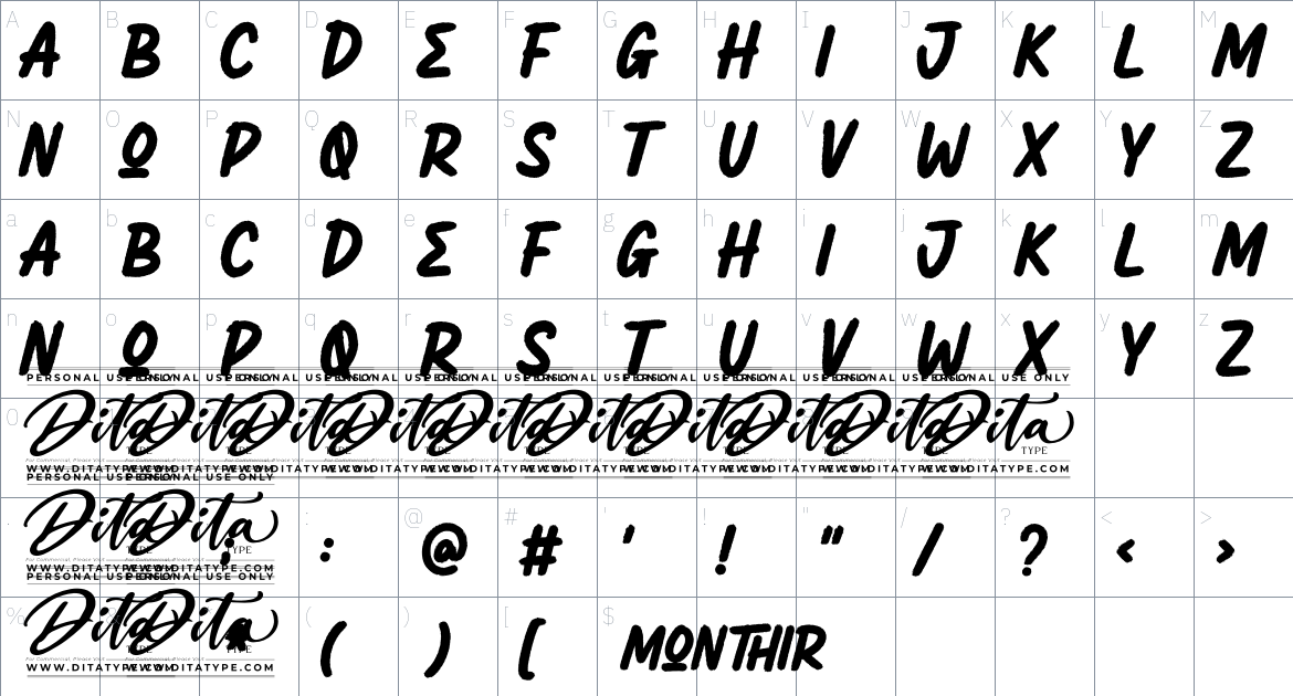 Monthir font Character Map