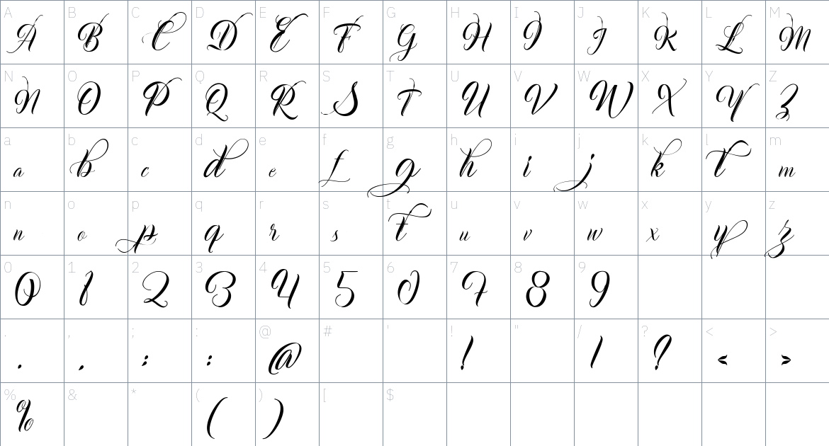 Adolphia font Character Map