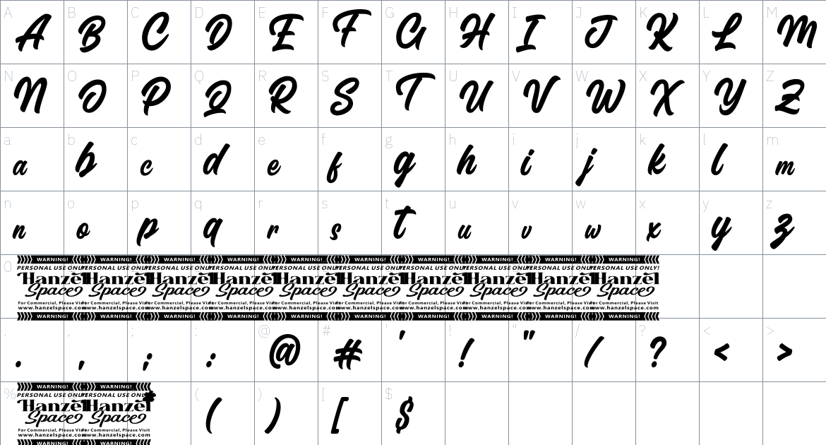 Letteris font Character Map