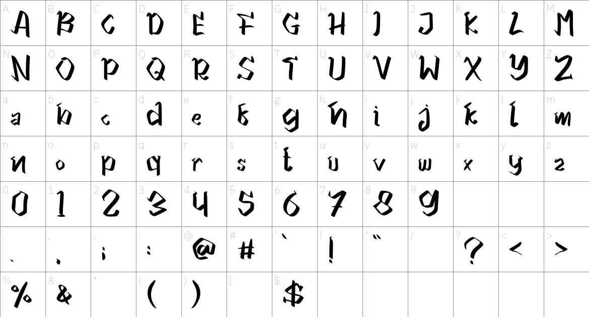 Gemfity font Character Map