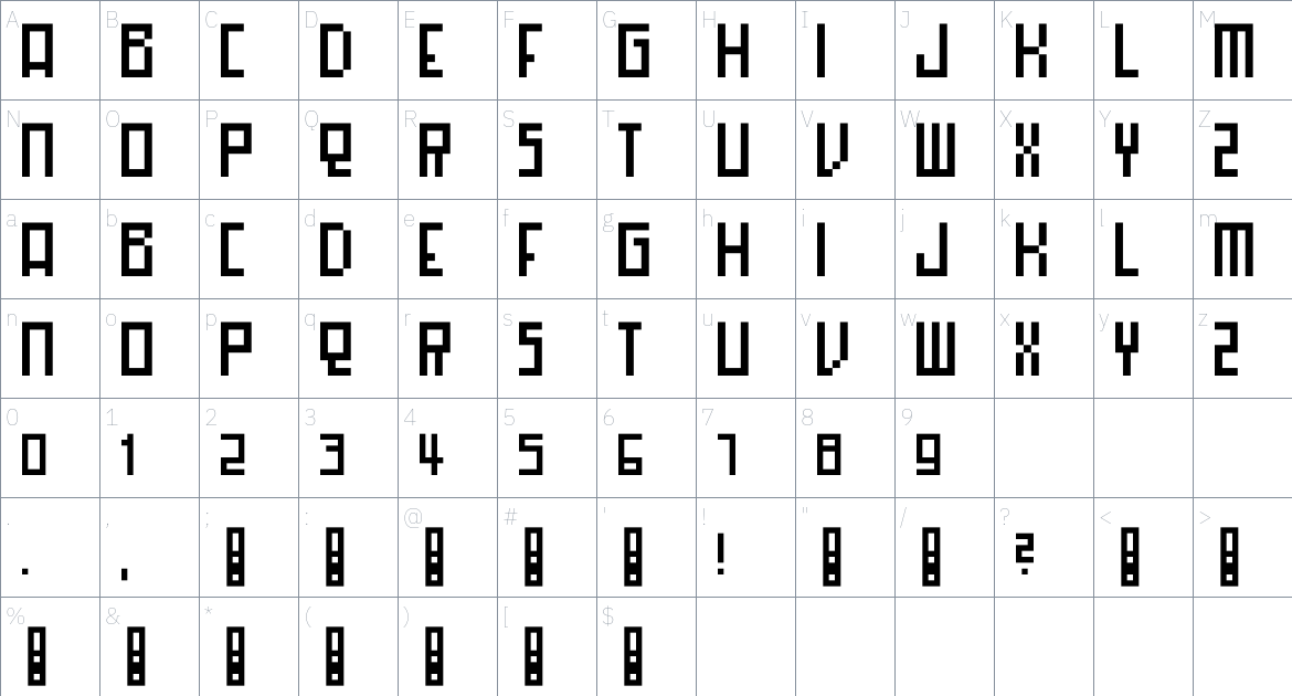 ST Winter Pixel 24 font Character Map