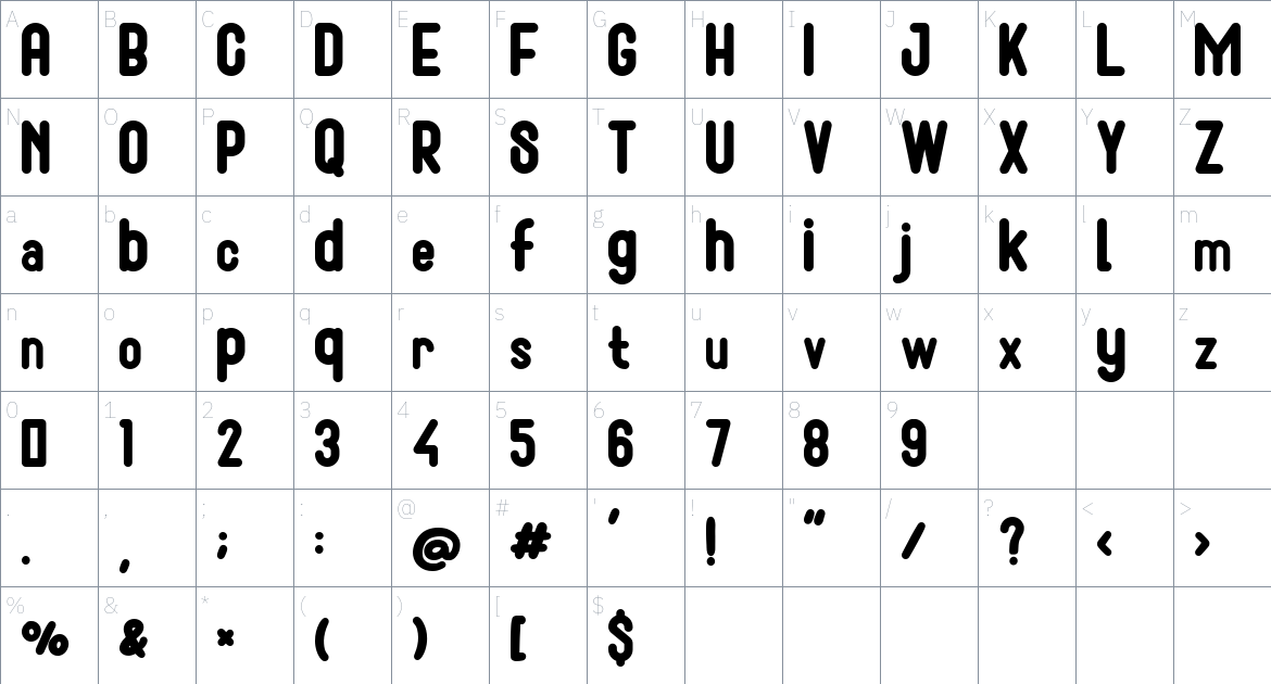 The Chieldren font Character Map