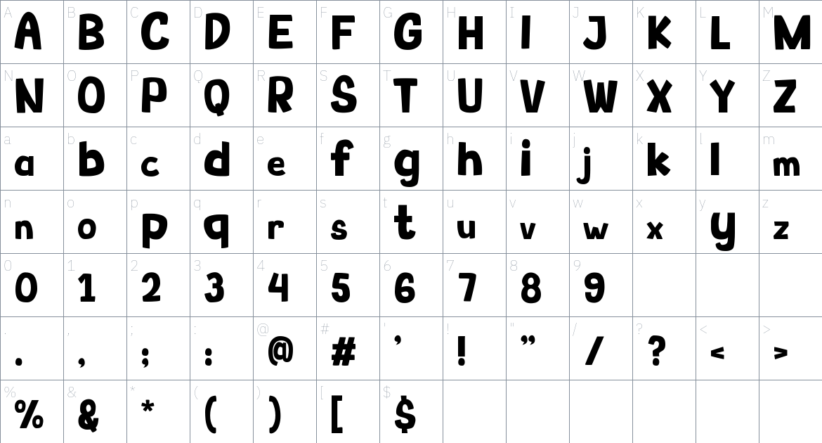 Bingo Font font Character Map