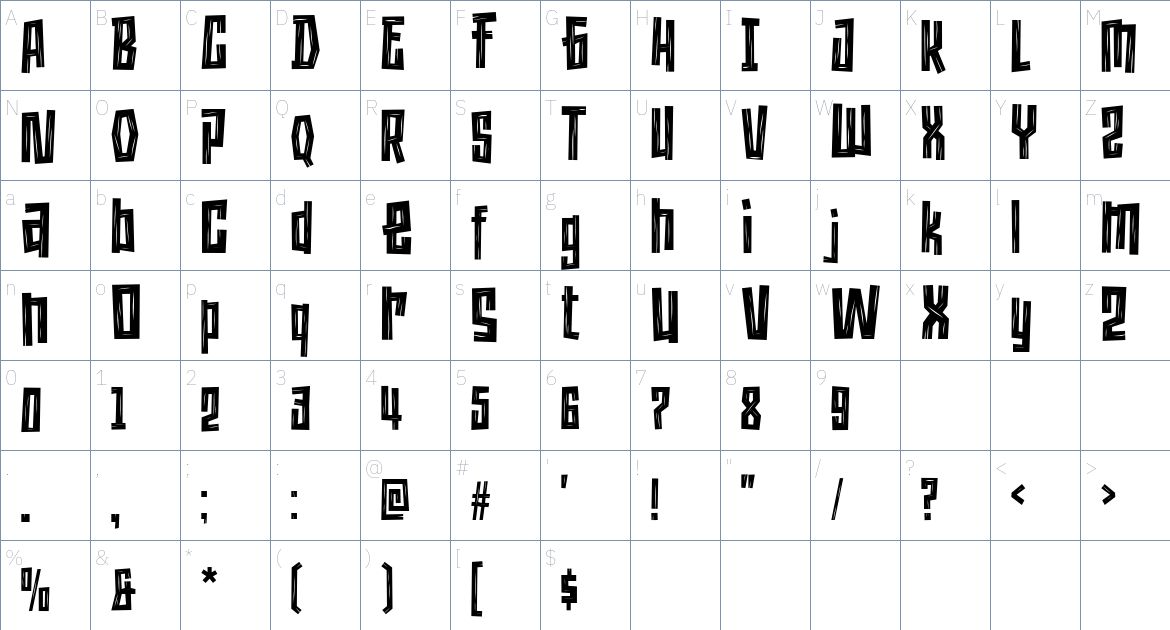 Naluka Font font Character Map