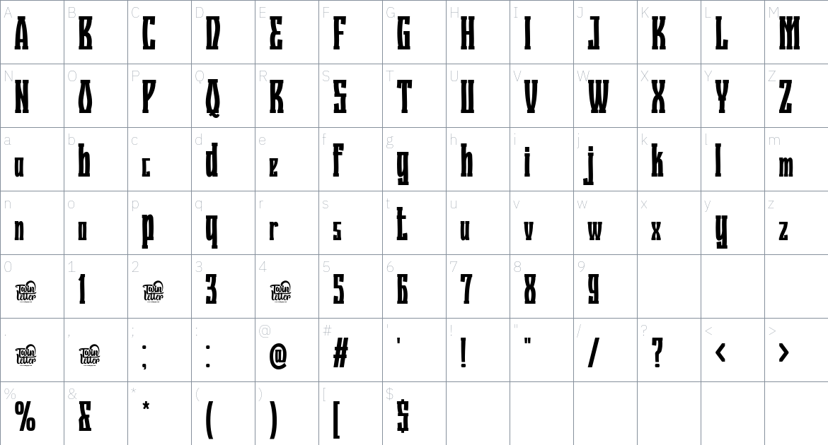 Quzirah font Character Map