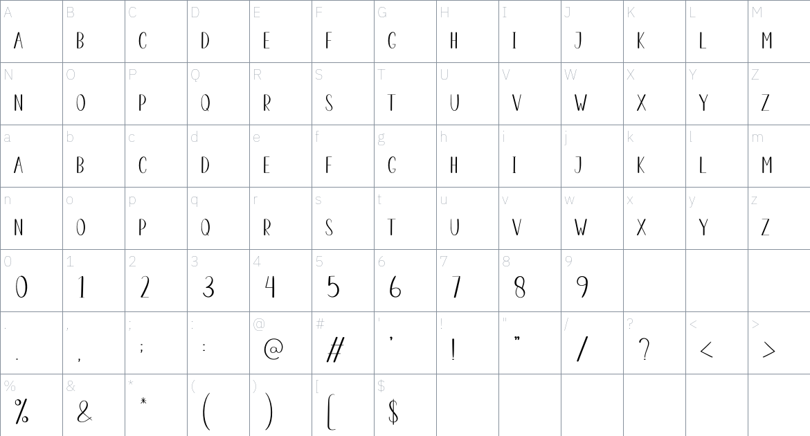 Fresh Banana font Character Map