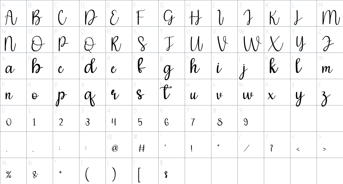 Polar Bear font Character Map