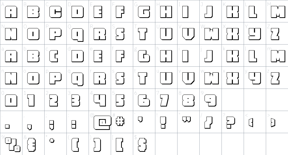 Hammer Scout font Character Map