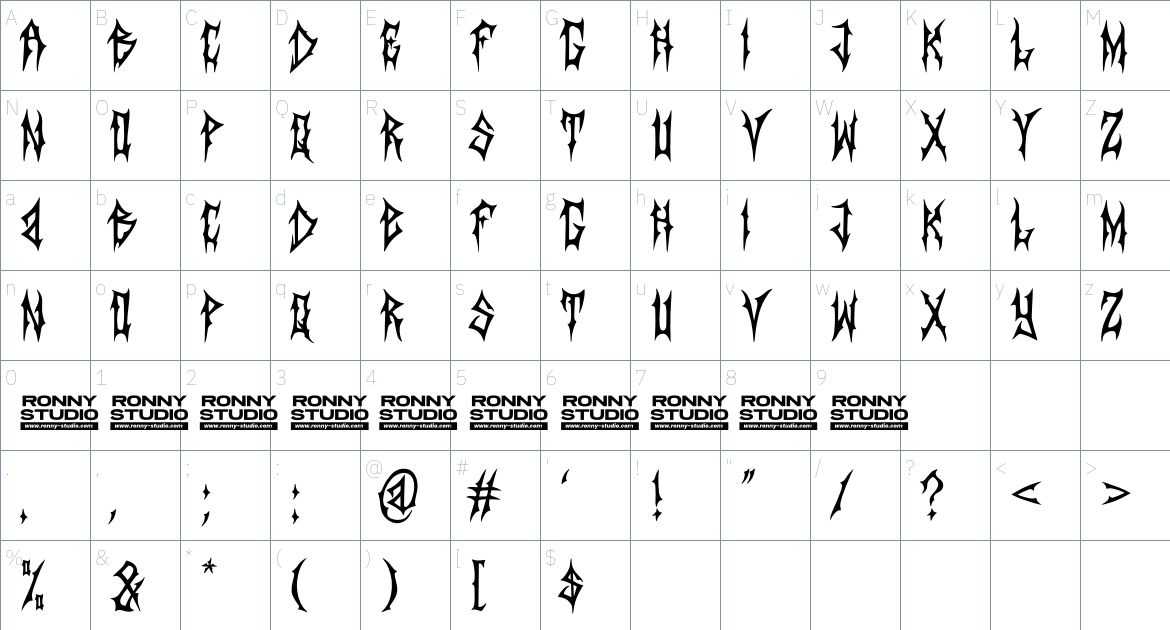 Dezzy font Character Map