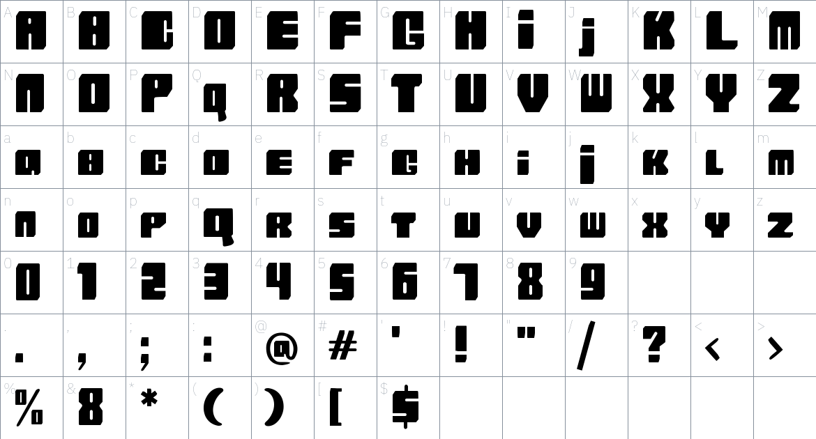 Block Burst font Character Map