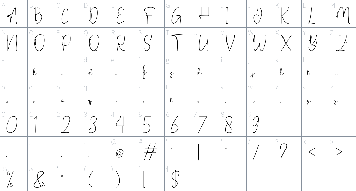 After Daylight Font font Character Map