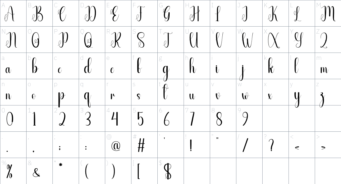 Midtime font Character Map