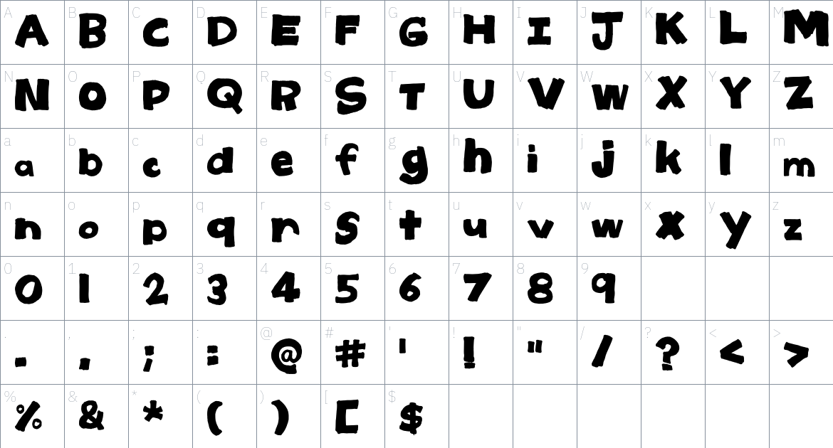 Mm Big Marker_solid font Character Map