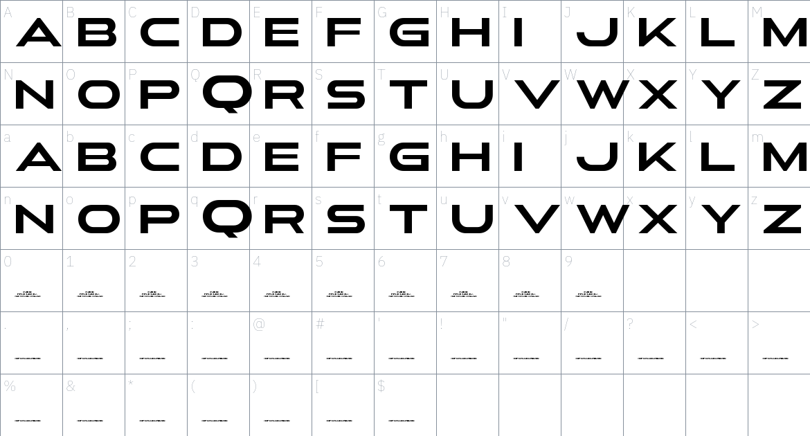 Next Sphere Bold font Character Map