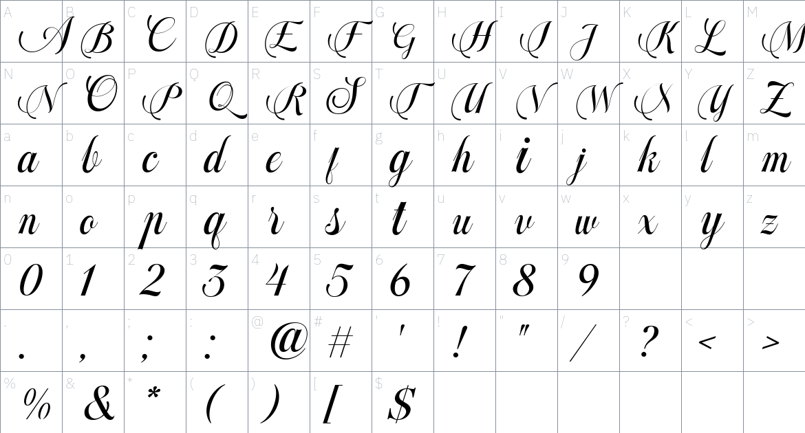 Million Harmony font Character Map