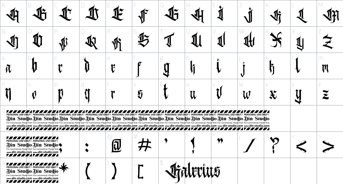 Kalecius font Character Map