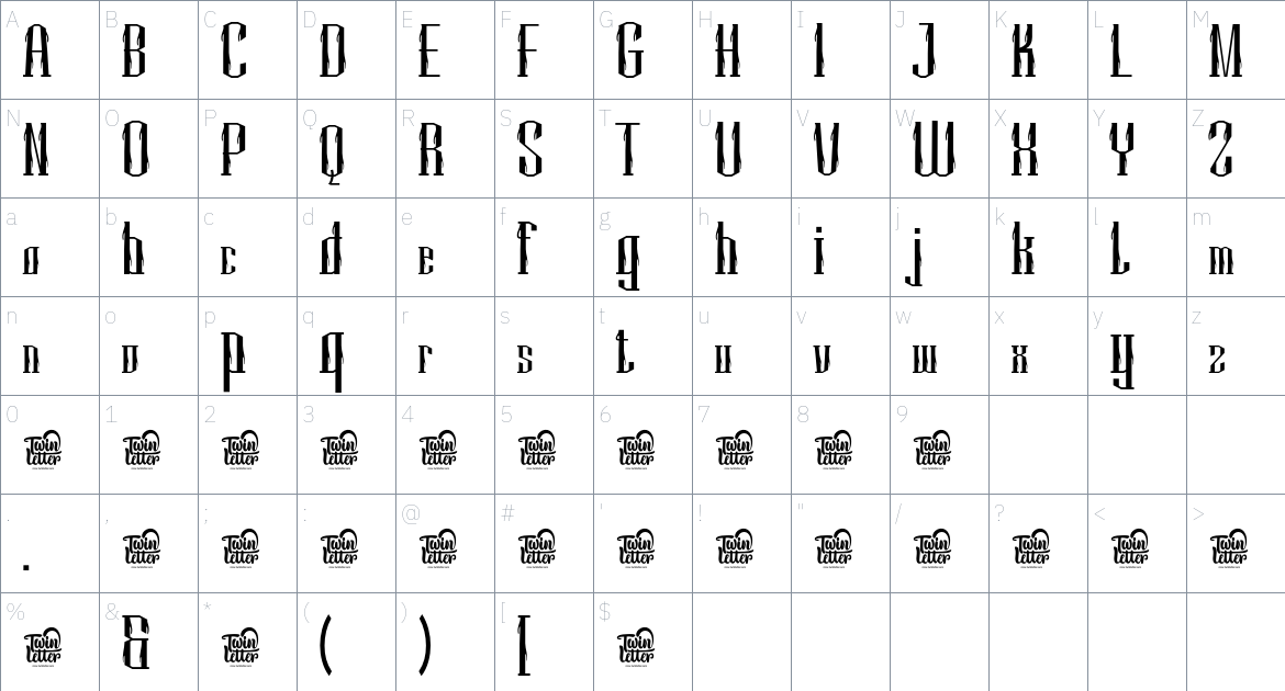 Mihbur font Character Map