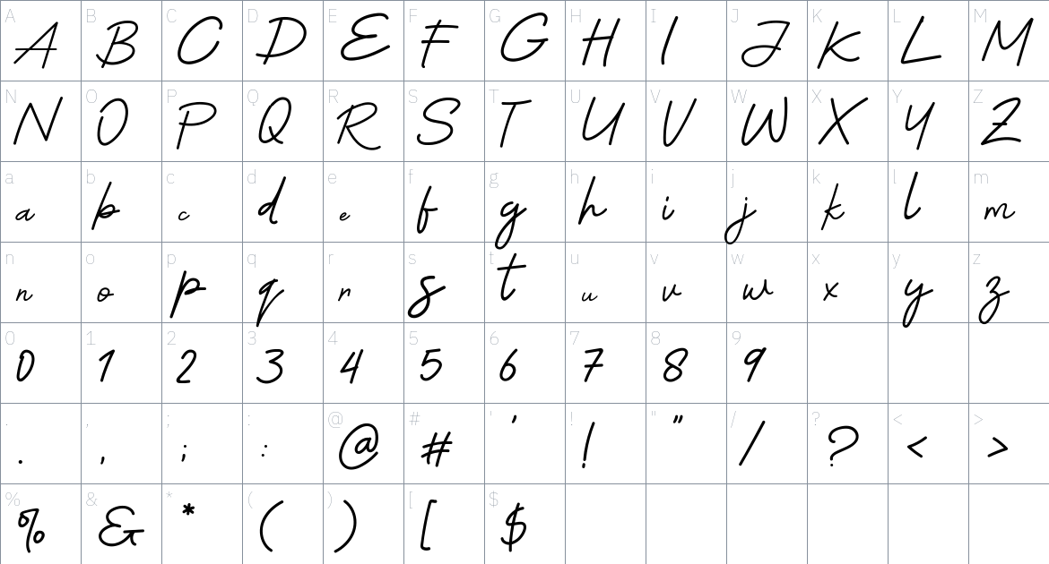 Rumpi font Character Map