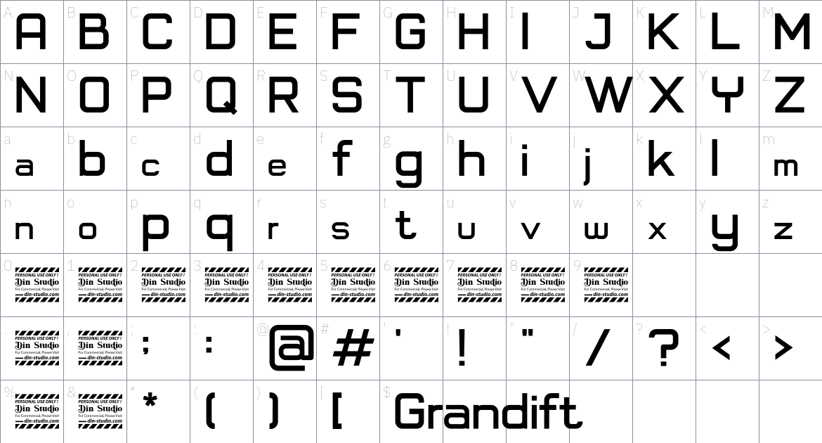 Drandift font Character Map