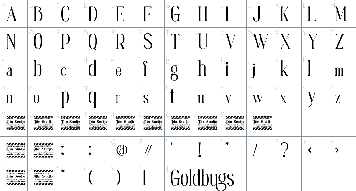 Goldbugs font Character Map