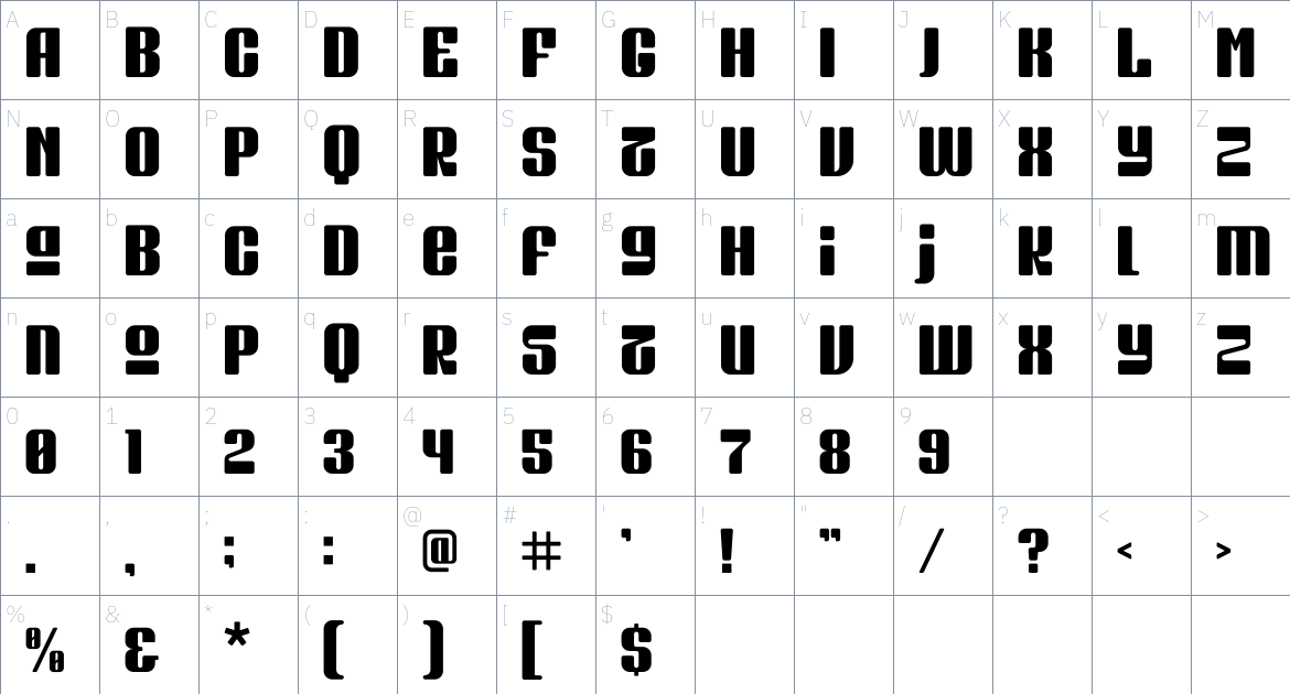 Torsae Font font Character Map