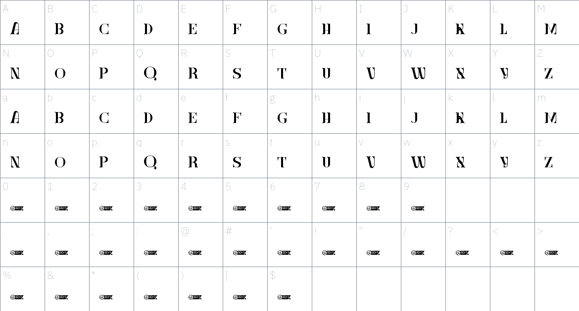 gregville font Character Map