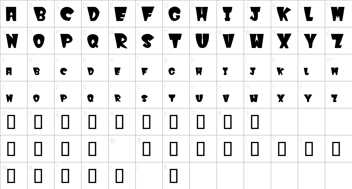 Winks Font font Character Map