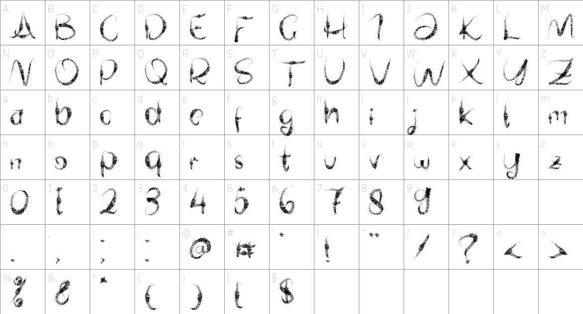 Engkers font Character Map