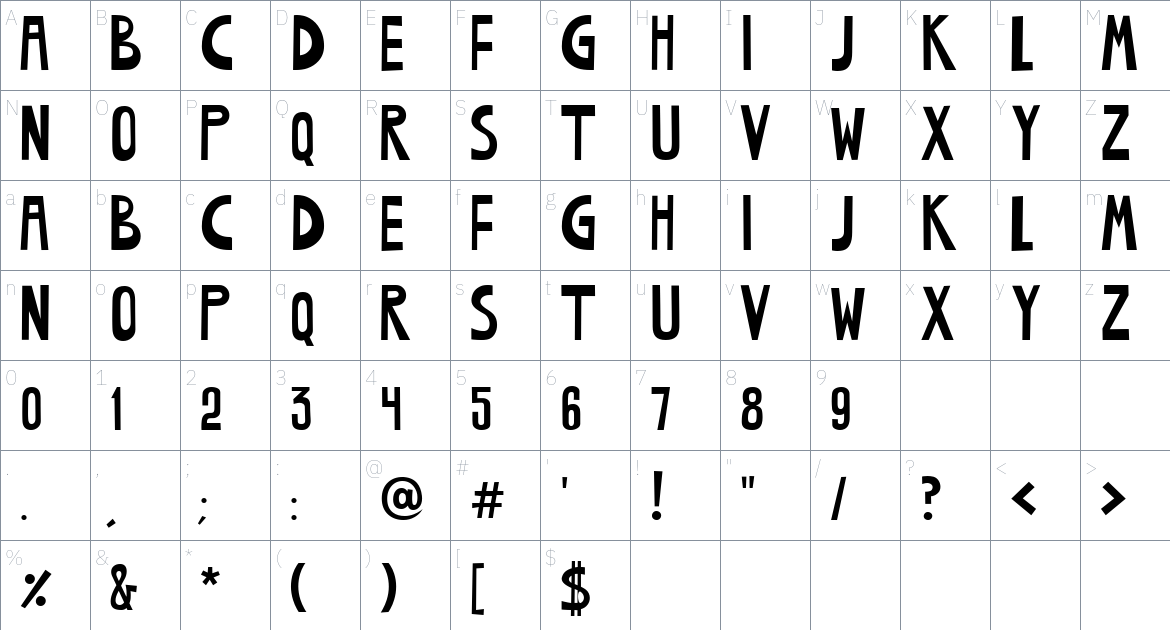 Cool Font font Character Map