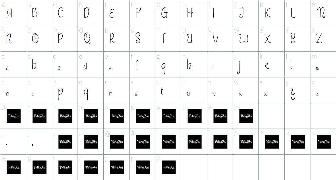 Shayfinton Font font Character Map