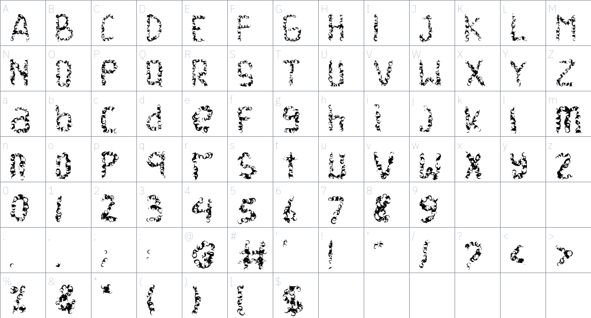 Funny Easter font Character Map