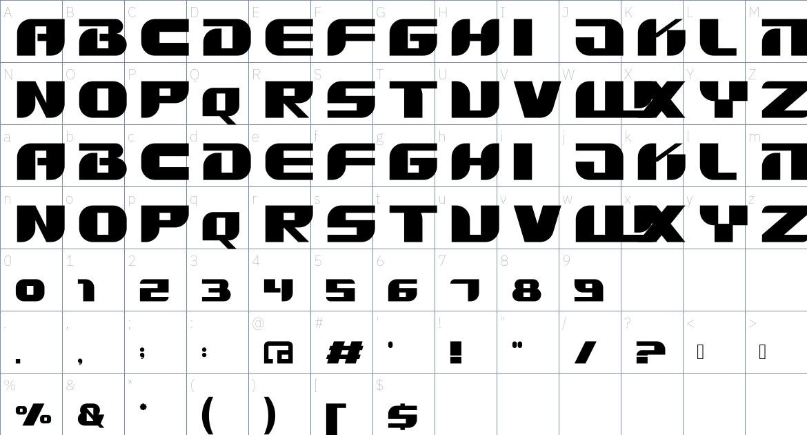 Lixdu font Character Map