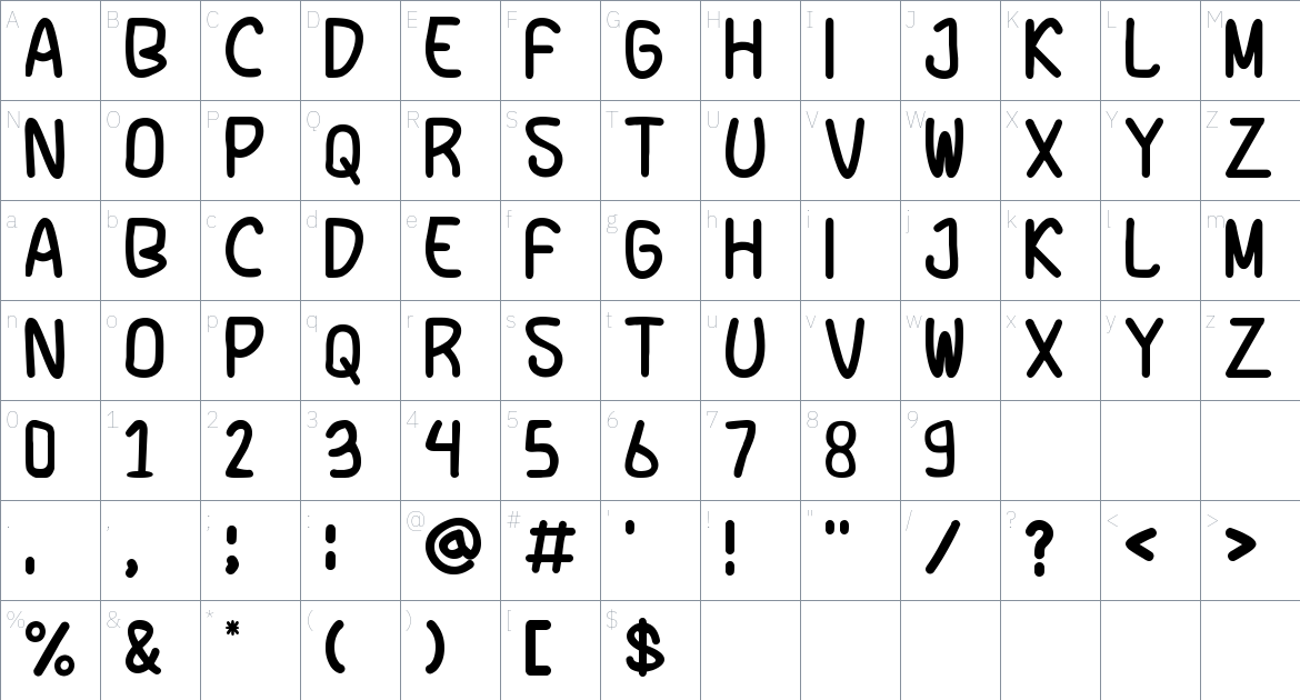 Tresian font Character Map