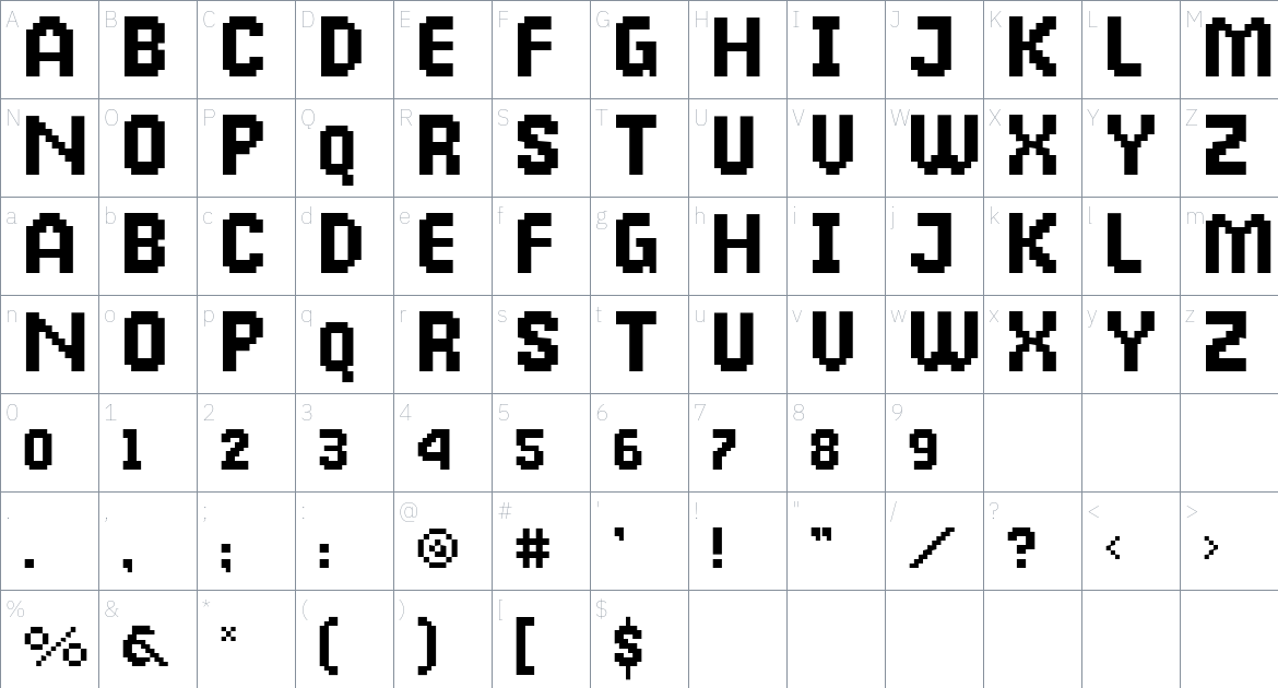 Broken Console Font font Character Map