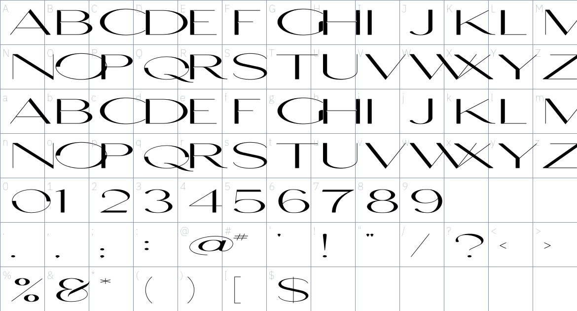 Amlug font Character Map