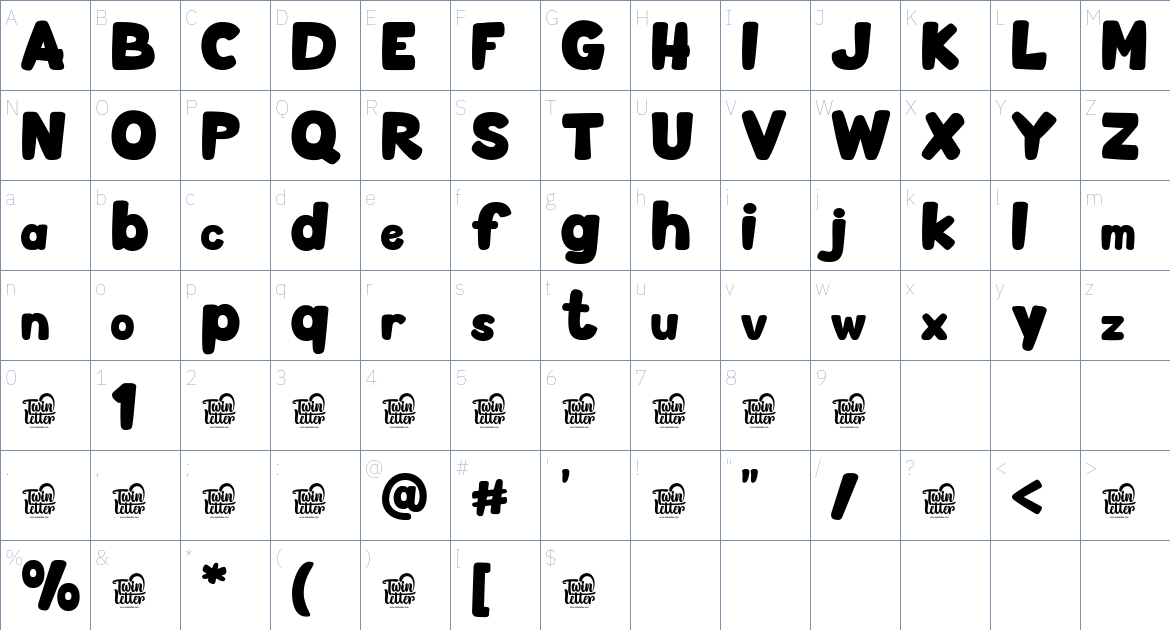 Adhosekle font Character Map