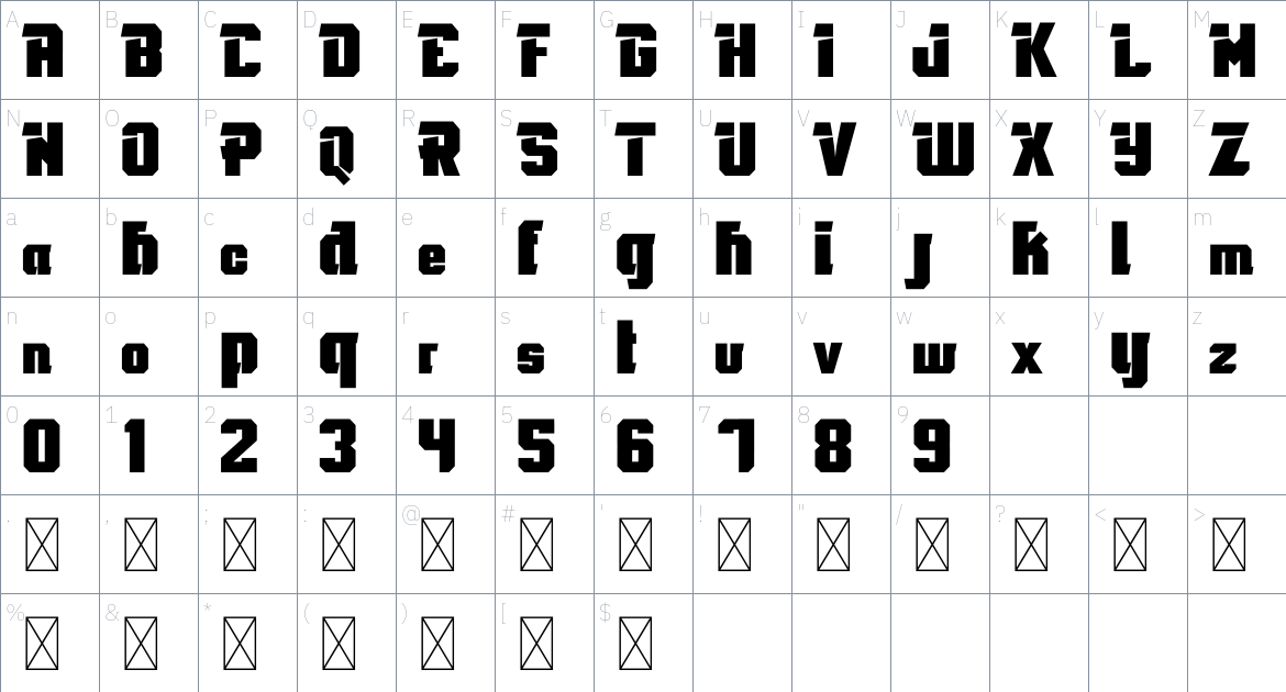 Dujitsu Font font Character Map